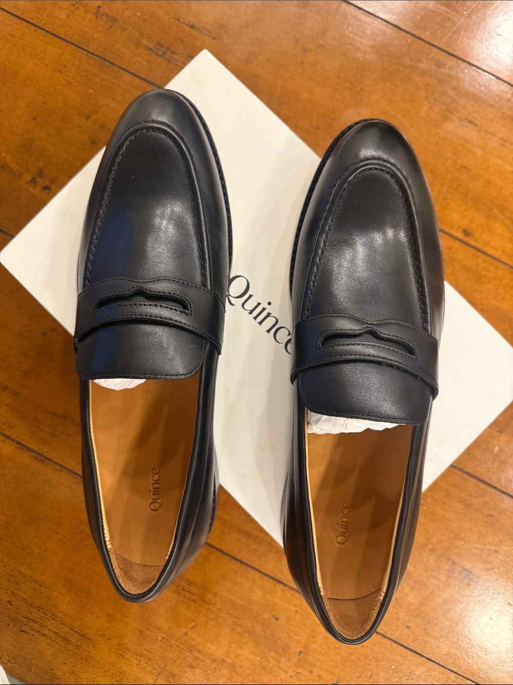 NIB Quince Men's Black Leather Penny Loafers - 9.5